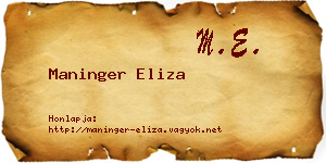 Maninger Eliza névjegykártya